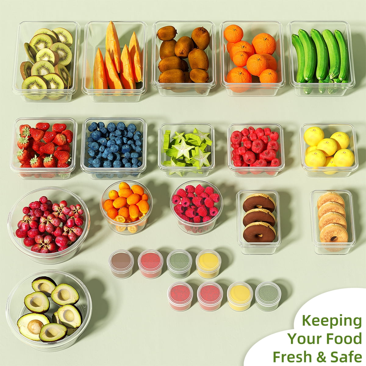 GPED 48 Pcs Food Storage Containers Set with Lids - BPA-Free Airtight Plastic Containers for Pantry & Kitchen Organization, Lunch Containers with Free Labels & Marker (24 Lids + 24 Containers)