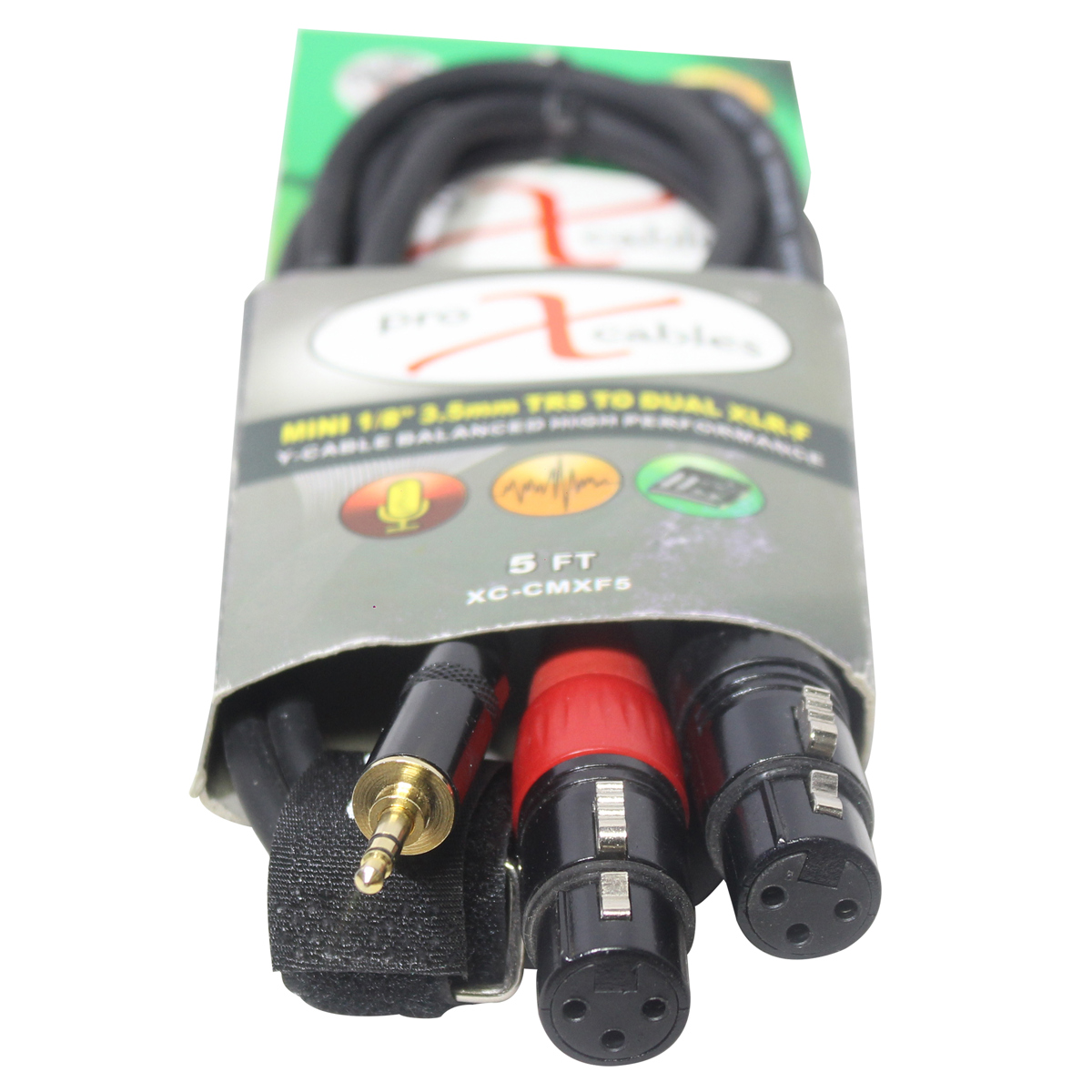 ProX XC-CMXF5 5' 1/8" (3.5mm) Mini TRS-M to Dual XLR-F High Performance Audio Y Cable