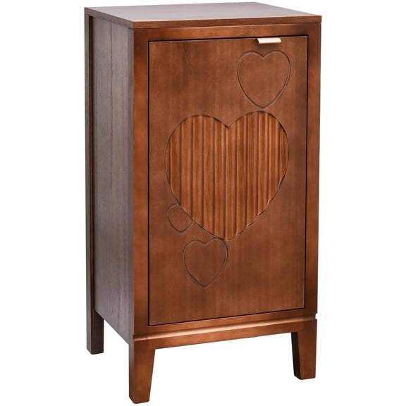 eHemco Kawaii Sweetheart End Table, 16.5 x 14 x 31 Inches, Indoor Living Room Side Table, Antique Walnut