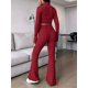 thumbnail image 4 of Conjunto de Dos Piezas para Mujer, Pantalón Corto de Larga con Cremallera y Pantalones, Chándal Sexy y Ajustado para Estar en Casa. Vino Tinto L, 4 of 6
