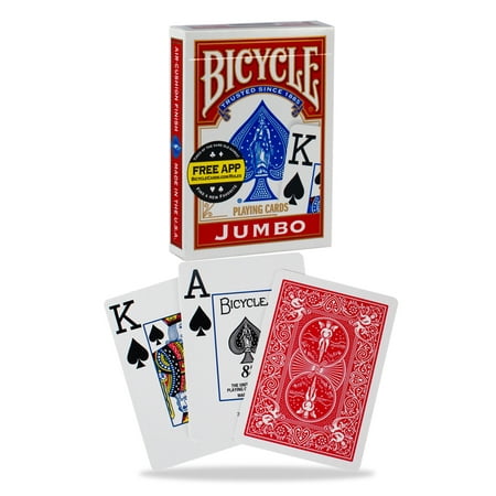 Plated Playing Card - Bicycle Poker Size Jumbo Index Playing Cards (Colors May Vary)