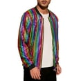 thumbnail image 4 of INSPIRE CHIC Holographic Varsity Jackets for Men's Full Zip Up Party Shiny Metallic Bomber Jackets S Multicolor, 4 of 6