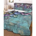 thumbnail image 3 of Quilts Twin XL Size, Spring Purple Flower Soft Comforter Bedding Set for Bed, Retro Wall Seamless Garden Pastoral Lightweight Quilted Bedspread with Pillow Cover(2 Pieces) for All Season, 68x98 Inch, 3 of 6