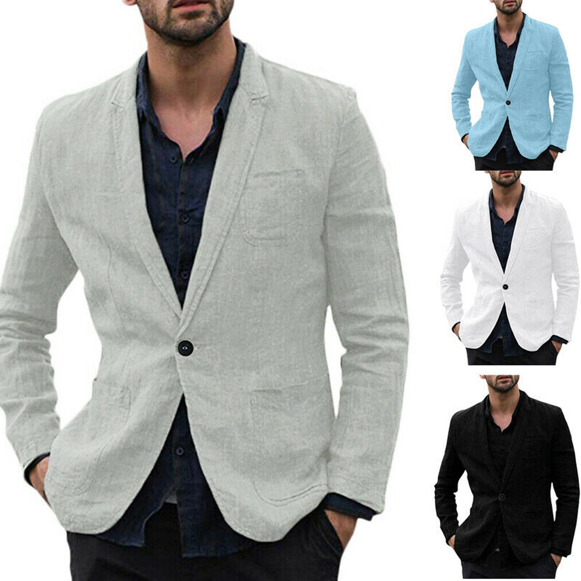Wopop Mens Casual Sport Coat Slim Notched Lapel One Button Blazer Suit Jacket 