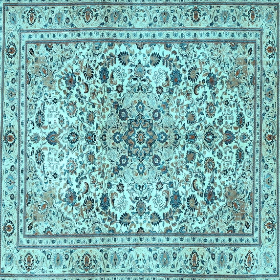 Ahgly Company Indoor Square Persian Light Blue Traditional Area Rugs, 7' Square