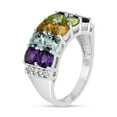 thumbnail image 2 of Sterling Silver Rhodium Plated Muti-Gemstone and White Topaz Double Row Ring, 2 of 2