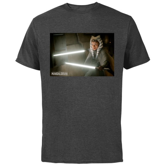 Star Wars The Mandalorian Ahsoka Tano Lightsaber Battle - Short Sleeve Cotton T-Shirt for Adults - Customized-Charcoal