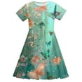 thumbnail image 5 of SGFCWSX Girls Short Sleeve Skater Dress Kids Crewneck Dinosaur Print Swing Dress for Spring Summer Casual Play Mint Green Size 9-10 Years, 5 of 5