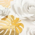thumbnail image 6 of BalsaCircle 9 White 3D Rose Paper Flowers with Gold Monstera Leaves Hanging Wall Decor Wedding Party Event Decorations, 6 of 8