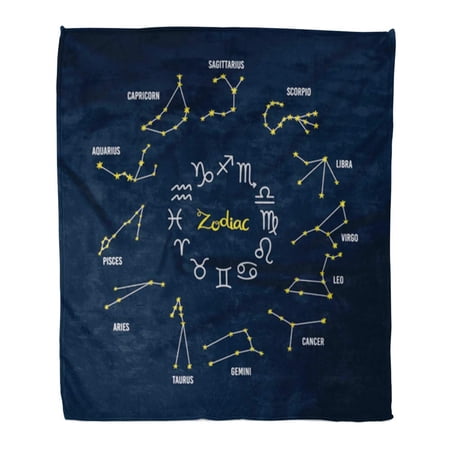SIDONKU Throw Blanket Warm Cozy Print Flannel Zodiac Horoscope Constellation in Skyline Many Other Stars Leo Virgo Scorpio Comfortable Soft for Bed Sofa and Couch 50x60 Inches