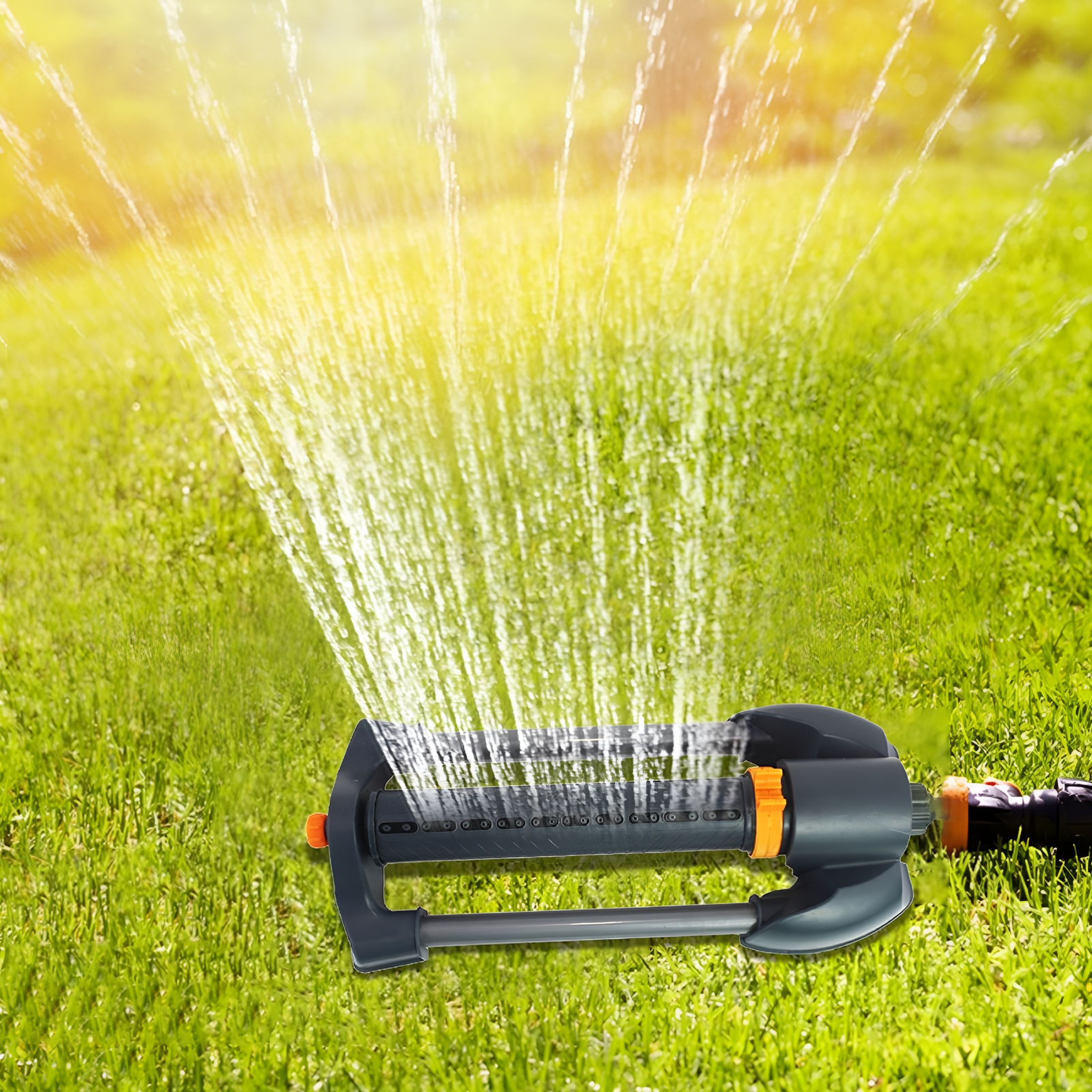 ACDANC 2026 New Metal Automatic Swing Sprinkler Garden Sprinkler Flower Watering Irrigation Tool Sites Coolings and Dust Prevention Sprinklers for Yard Lawn Gray