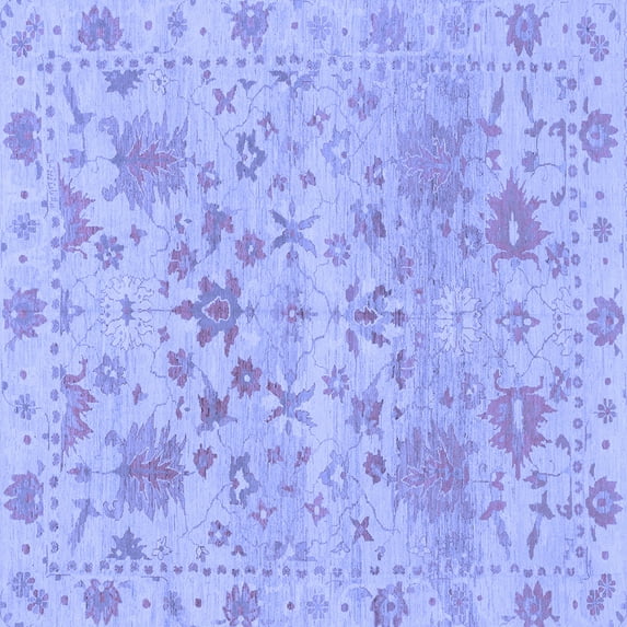 Ahgly Company Indoor Square Oriental Blue Traditional Area Rugs, 5' Square