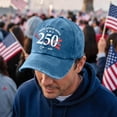 thumbnail image 2 of 250th Anniversary USA Hat Unisex States Of America 1776-2026 Distressed Washed Baseball Cap Patriotic Print Adjustable Dad Hat Multi Color Options Baseball Cap Casual 2026 Hats, 2 of 5