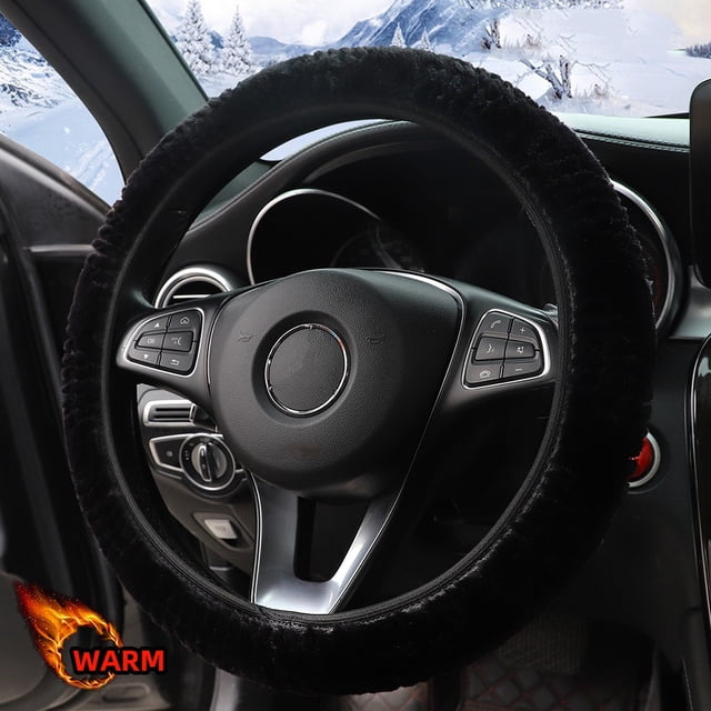 15'' Car Steering Wheel Cover Plush Anti-slip Breathable Automobile Accessory