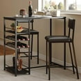 thumbnail image 1 of Yiwa Compact 3 Piece Dining Table Set, Features 2 Faux Leather Chairs, Built-In Wine Rack and Cup Holder, Rectangle Table with 4-Tier Shelves for Kitchen, Breakfast Nook, or Studio Apartment, 1 of 8