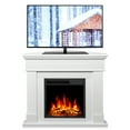 thumbnail image 3 of WAA 44" Corner Electric Fireplace with Mantel Package Freestanding Fireplace Heater Corner Firebox with Log & Remote Control,750-1500W,White, 3 of 7