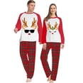 thumbnail image 3 of Conjuntos a juego de pijamas de pareja navideña Conjunto de pijamas verdes para adultos con renos y ciervos, 3 of 4