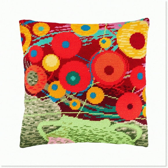 Floral Elegance: Cross-Stitch Vase Kit - 16x16 Throw Pillow & Tapestry Canvas Set, European Quality