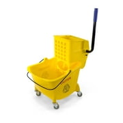 Mop Bucket 25 Quart | Side Press Wringer | 4 Wheels 2" | Yellow