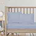thumbnail image 1 of 3 Piece Toddler Bed Sheet Set - Silky Soft Solid Microfiber Crib Sheets, Hypoallergenic, Cool & Breathable - Includes Fitted Sheet 28"x52", Flat Sheet 45"x60" and 14”x19” Pillowcase - Ice Blue, 1 of 3