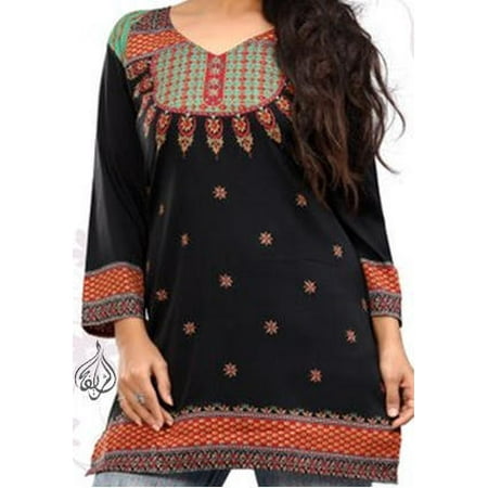 Beautiful Women Tops, Indian Kurti Tunic, Kurta Sale :  NOOR | Black | Christmas | Bust Size