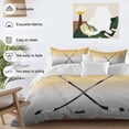 thumbnail image 3 of 3 Piece Yellow Gray Ombre Duvet Cover Set California King,Microfiber Comforter/Quilt Cover with Corner Ties and 2 Pillowcases,Black Hockey Sticks Minimalist Style Soft Bedding with Zipper Closure, 3 of 8