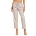 thumbnail image 5 of HDE Women's Linen Blend Pull On Drawstring Pants with Pockets Gray Beige S, 5 of 7