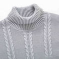thumbnail image 2 of TFEOQRY Men's Turtleneck Sweater Cable Knit Textured Long Sleeve Casual Pullover Fall Winter Warm Top Dark Gray, 2 of 2