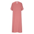 thumbnail image 6 of Hurxie Women's Summer Short Sleeve Button Down Shirt Dress A-Line Flared Maxi Long Beach Casual Dress Pink,2XL, 6 of 7