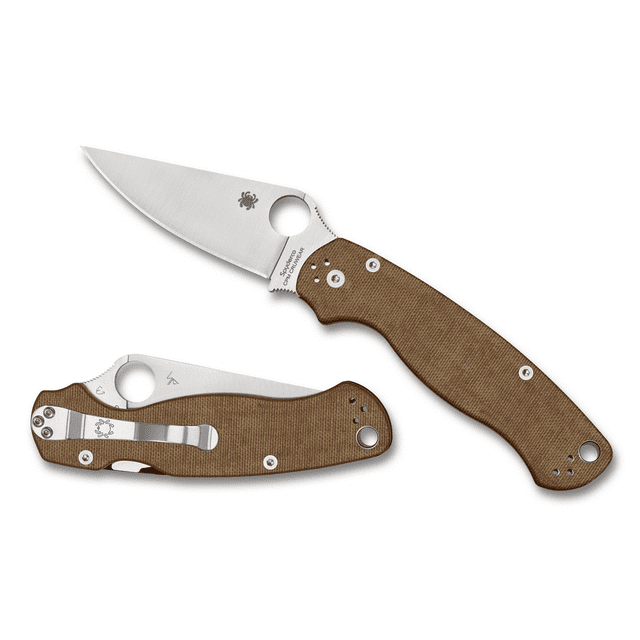 Spyderco Knives Para Millitary 2 Compression Brown Micarta Cru-Wear C81MPCW2 Cuchillo
