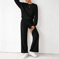 thumbnail image 7 of Leidass Womens Crewneck Sweatshirt and Wide Leg Pants Set Long Sleeve Pullover Top with Relaxed Fit Two Piece Tracksuit Black 2XL, 7 of 7