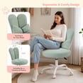 thumbnail image 2 of Ktaxon Teddy Fleece Office Chair, Rabbit Ear Vanity Chair with Adjustable Height, 360-Degree Swivel and Casters, Green, 2 of 10