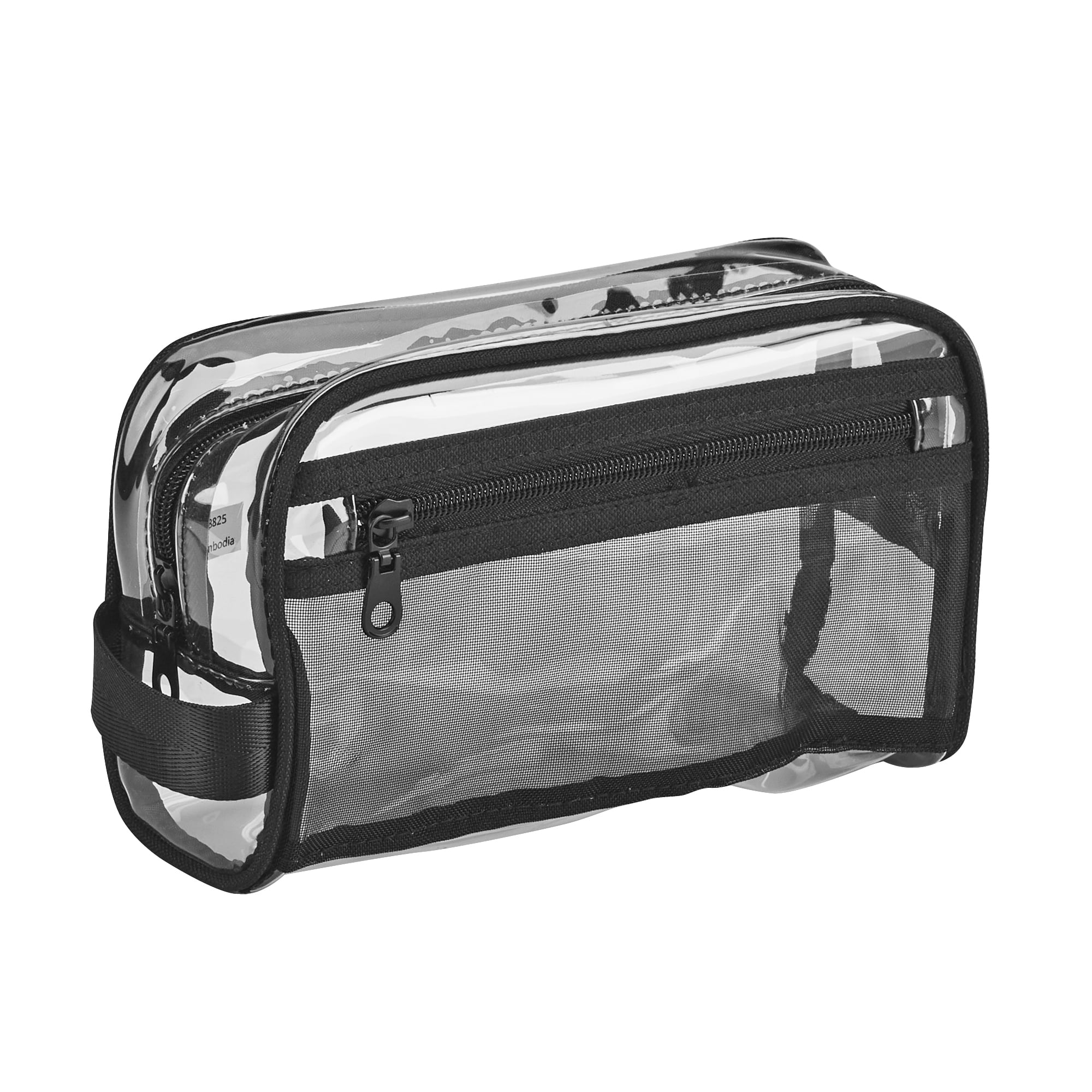 Conair Basics Clear Travel Organizer Bag with Side Pocket and Handle, Black