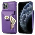 thumbnail image 6 of Dteck for Apple iPhone 11 Pro Zipper Pocket Case, Flip PU Leather Wallet Crossbody Shoulder Strap Lanyard Case with Credit Card Holder Women RFID Blocking Protective Purse Cover, purple, 6 of 6