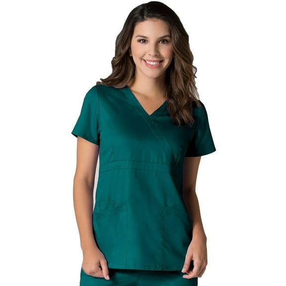 EON Women's COOLMAX Mock Wrap Mesh Panel Solid Scrub Top