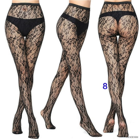 

NEW Black Patterned Fishnet Tights Ladies Womens Pattern Lace Pantyhose Floral