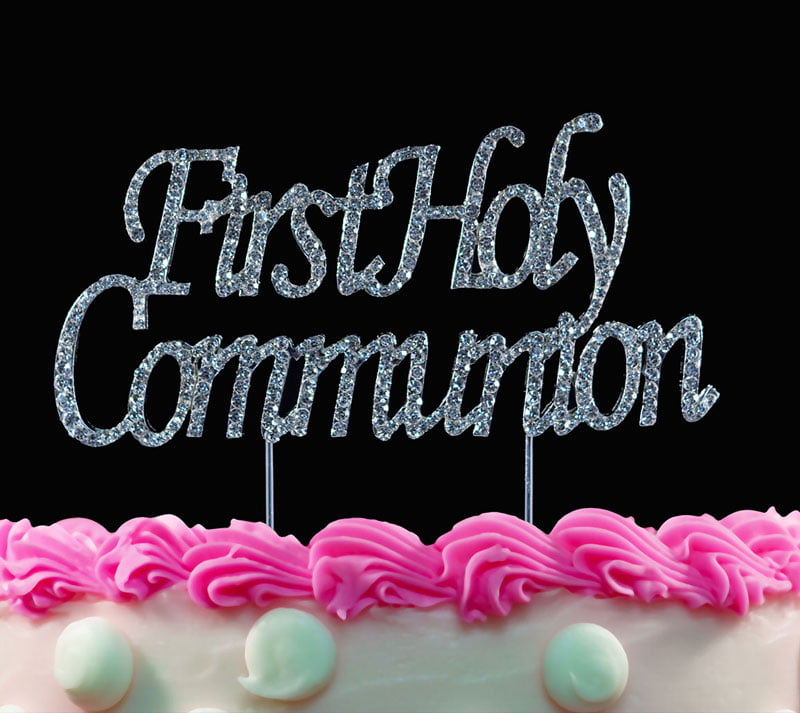 CROSS First Holy Communion CAKE PICK TOPPER DECORATION DIAMANTE SPARKLY 