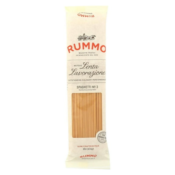 Rummo Spaguetti Pasta, 1lb, Contains Wheat, Shellfish Free, Shelf Stable, Plastic Bag