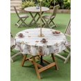 thumbnail image 3 of Outdoor Tablecloth with Umbrella Hole and Zipper, White Pumpkins Fall Round Table Cloth 60 Inch Waterproof Tablecloth, Thanksgiving Eucalyptus Wildflowers Wood Picnic Table Cover for Patio Camping, 3 of 7
