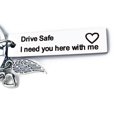 thumbnail image 3 of Sonducket Llavero personalizado con letras grabadas para conducir seguro, llavero de coche de acero inoxidable, llavero de regalo para marido y novio Ropa, zapatos y accesorios Miscelánea No.14 Sonducket JJ20577-14, 3 of 3