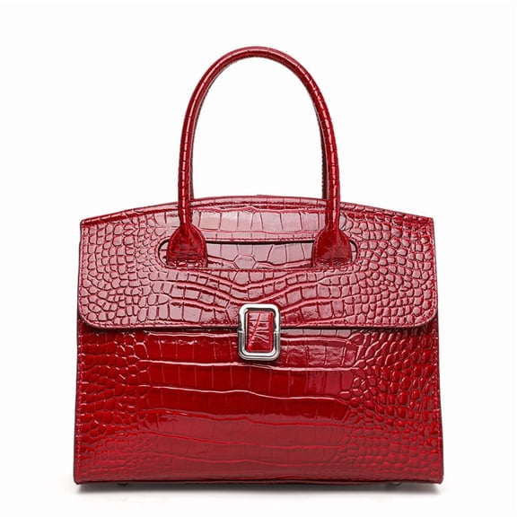 Genuine Cowhide Leather Crocodile Grain Tote Bag, Women's Top-handle Shoulder Bag, Work Handbag