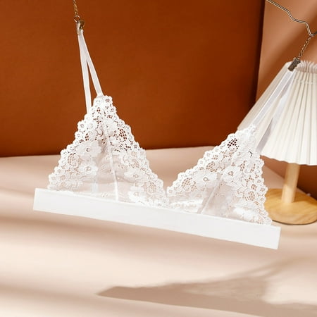 

RPVATI Women s Comfort Lace Bralette Seamless Triangle Fit Wirefree Bralettes for Women Soft V Neck See Through Bra