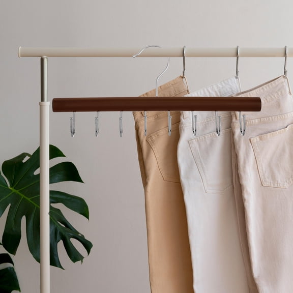 WEUVEB Wood Coffee Color Closet Organizer with 8 Hooks for Belts Ties Scarves