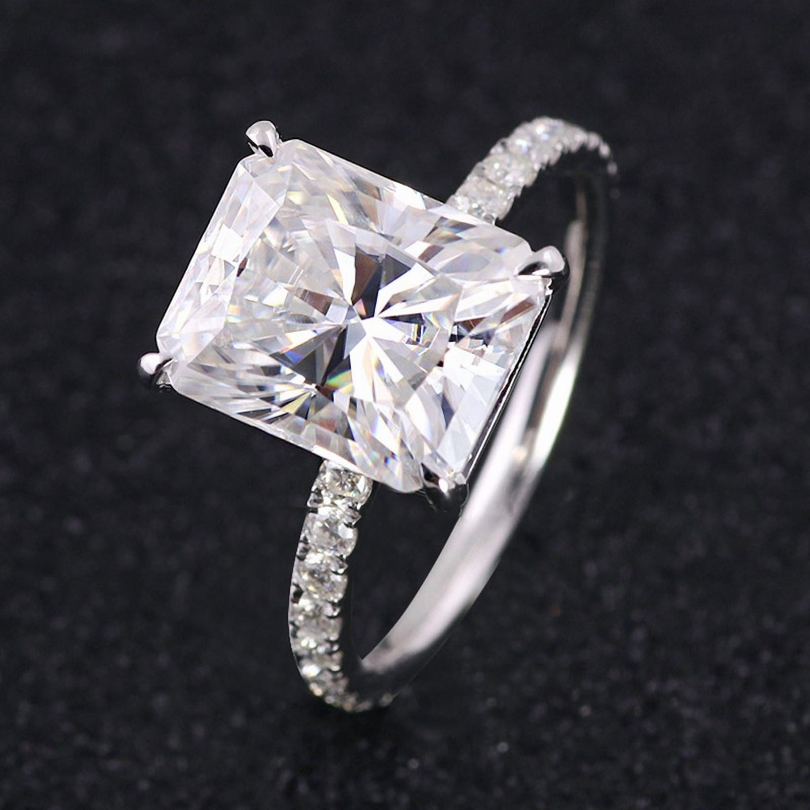 solitaire jewels 5CT Radiant Moissanite Solitaire Engagement Ring For Women, 14K Yellow Gold