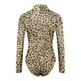 thumbnail image 5 of Cotonie Long Sleeve Bodysuit for Women, Tummy Control Leopard Shapewear Mock Neck Bodysuit Basic Jumpsuit Coffee L, 5 of 6