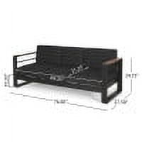 Outdoor 3 Seater Sofa, Aluminum Frame Leisure Couch for Patio Garden, Black