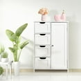 thumbnail image 2 of White Bathroom Storage Cabinet, Floor Cabinet with Adjustable Shelf and Drawers, for Bathroom,Bedroom,Living Room, Home Office, MDF, 2 of 9
