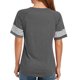 thumbnail image 4 of Blusa de verano con bloques de color, cuello redondo, manga corta, holgada, informal, a rayas, top de verano para mujer, gris S, 4 of 6