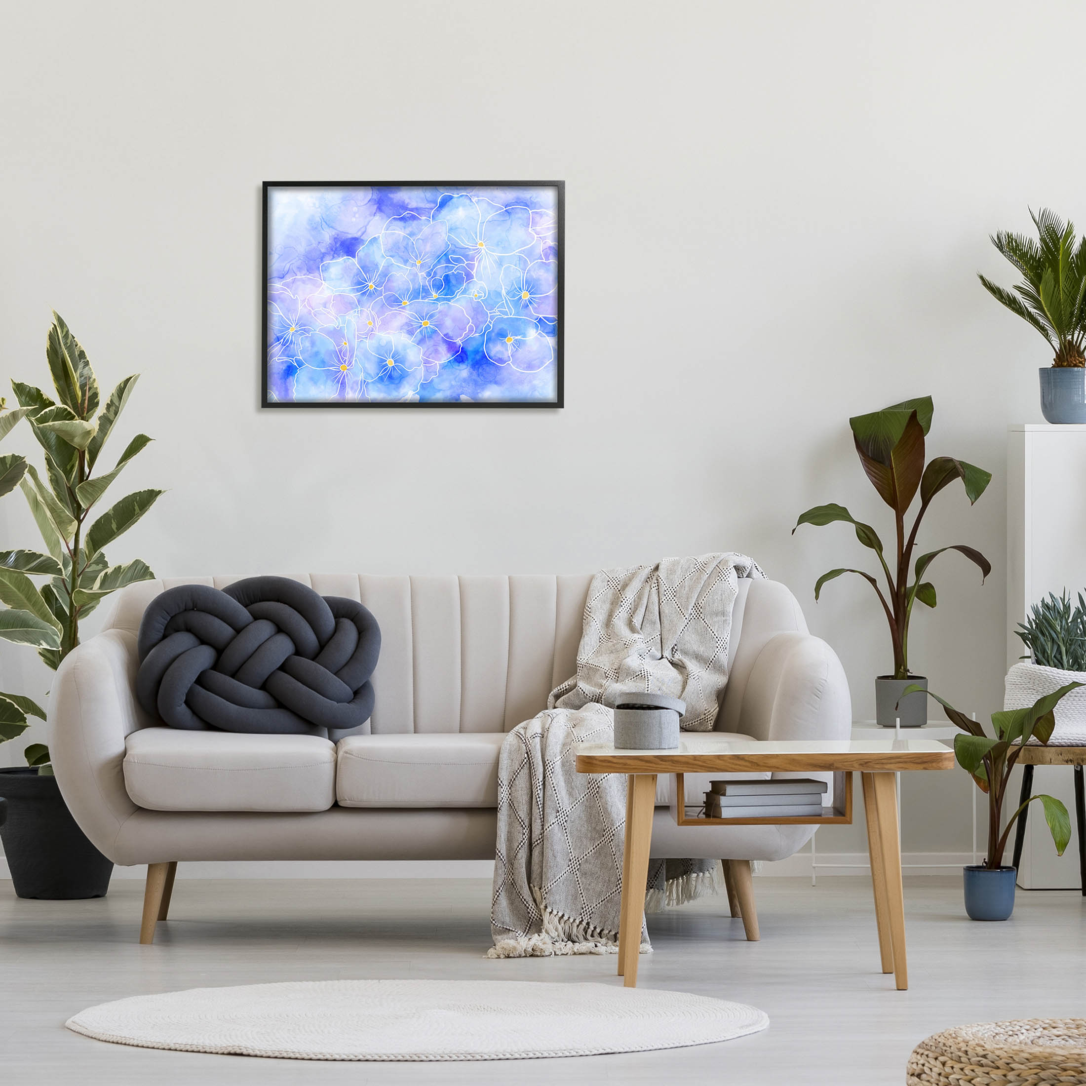 Contemporary Floral Shapes Botanical & Floral Graphic Art Black Framed Art Print Wall Art