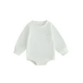 thumbnail image 2 of Aojekbee Baby Romper, Long Sleeve Crew Neck Solid Fall Bodysuit Clothes with Pocket for Girls Boys, 2 of 10